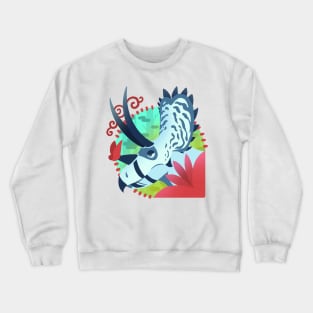 Blue Agujaceratops with Red Flowers Crewneck Sweatshirt